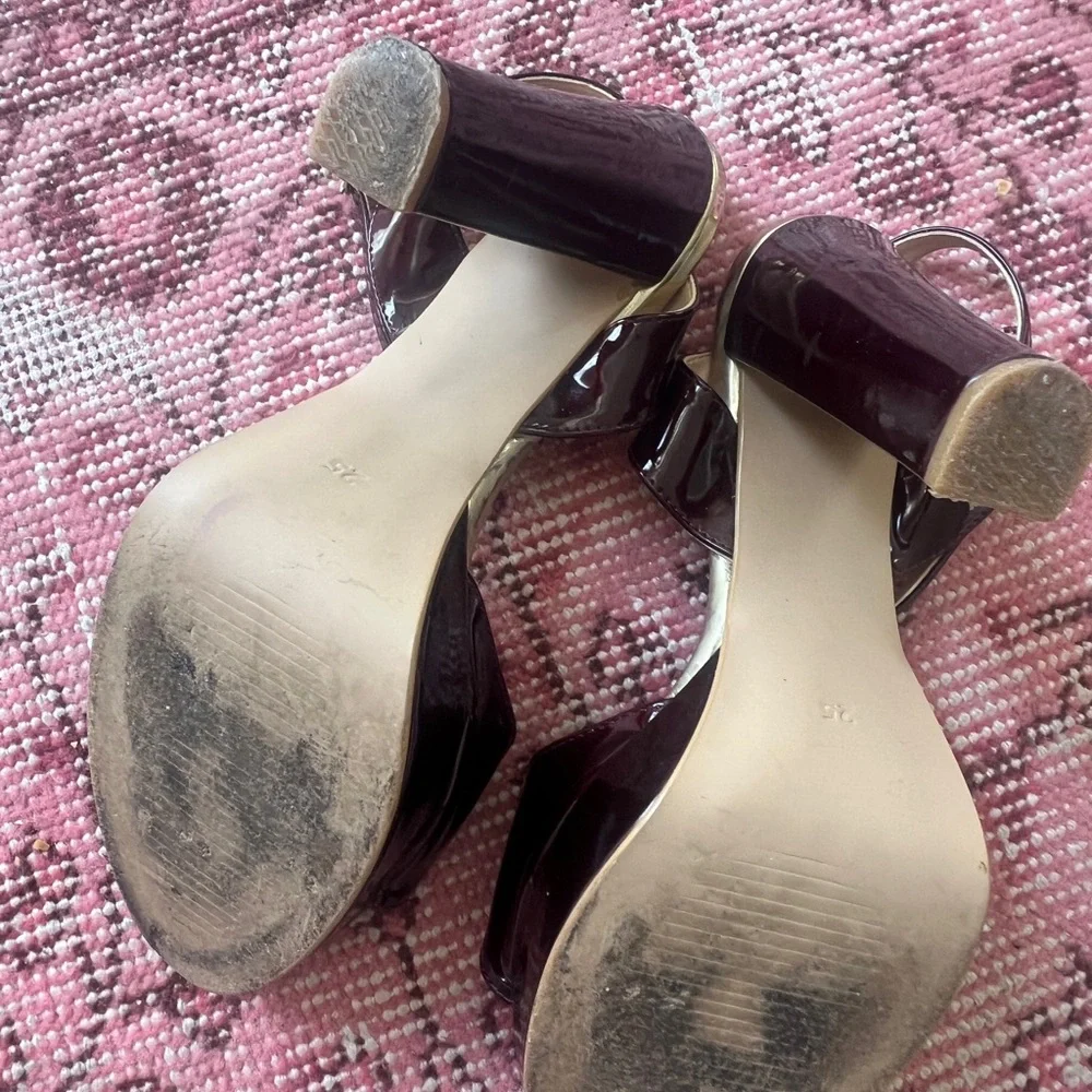 Chic Burgundy Ankle Strap Heels - Picture 4 of 5